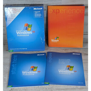 Vtg Windows XP Pro Professional UPGRADE 2002 SP2 Big Box w Original Key #1